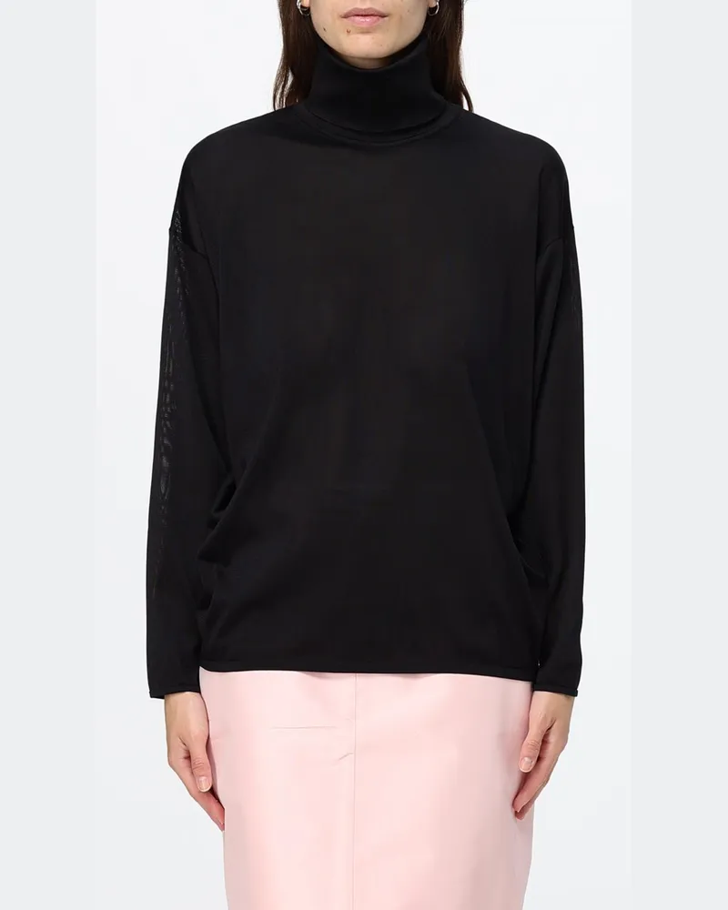 Gucci Langärmliger Rollkragenpullover aus reiner Seide Schwarz