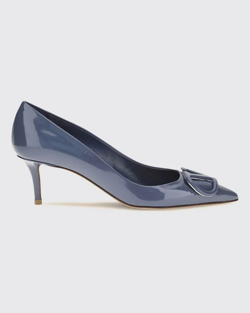 Valentino Garavani VLogo Signature Pumps aus Lackleder mit mittlerem Absatz Blau