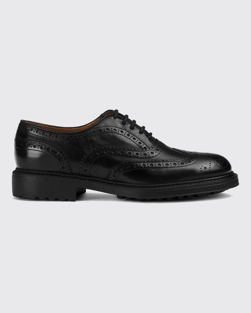 Doucal´s Brogue-Derby aus glattem Kalbsleder mit Gummisohle Schwarz