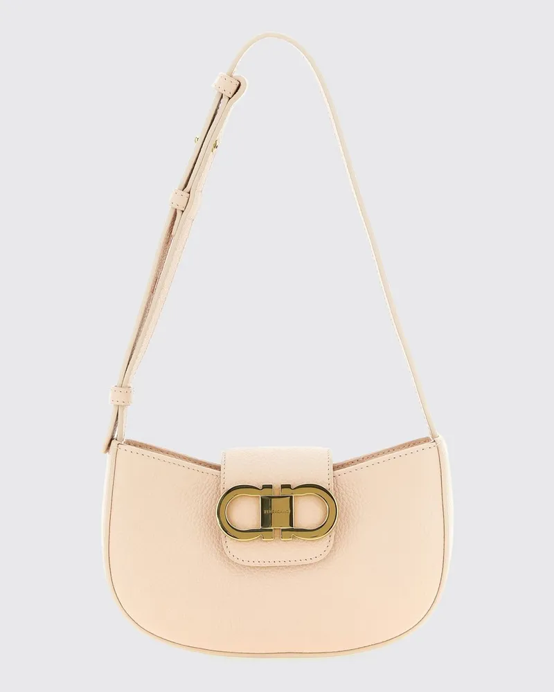 Ferragamo Mini-Schultertasche aus Kalbsleder mit Gancini-Logo Pink