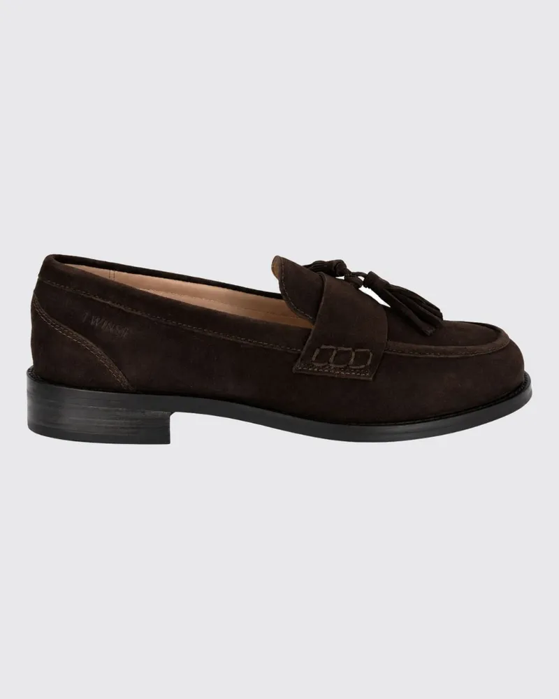 Twin-Set Penny Loafer aus Veloursleder mit Quasten und Steg Braun