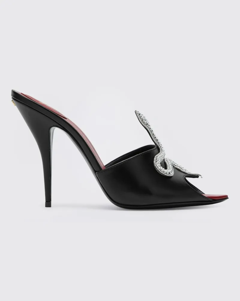 Valentino Garavani Leder-Mules mit VLogo Signature und Strasssteinen Schwarz