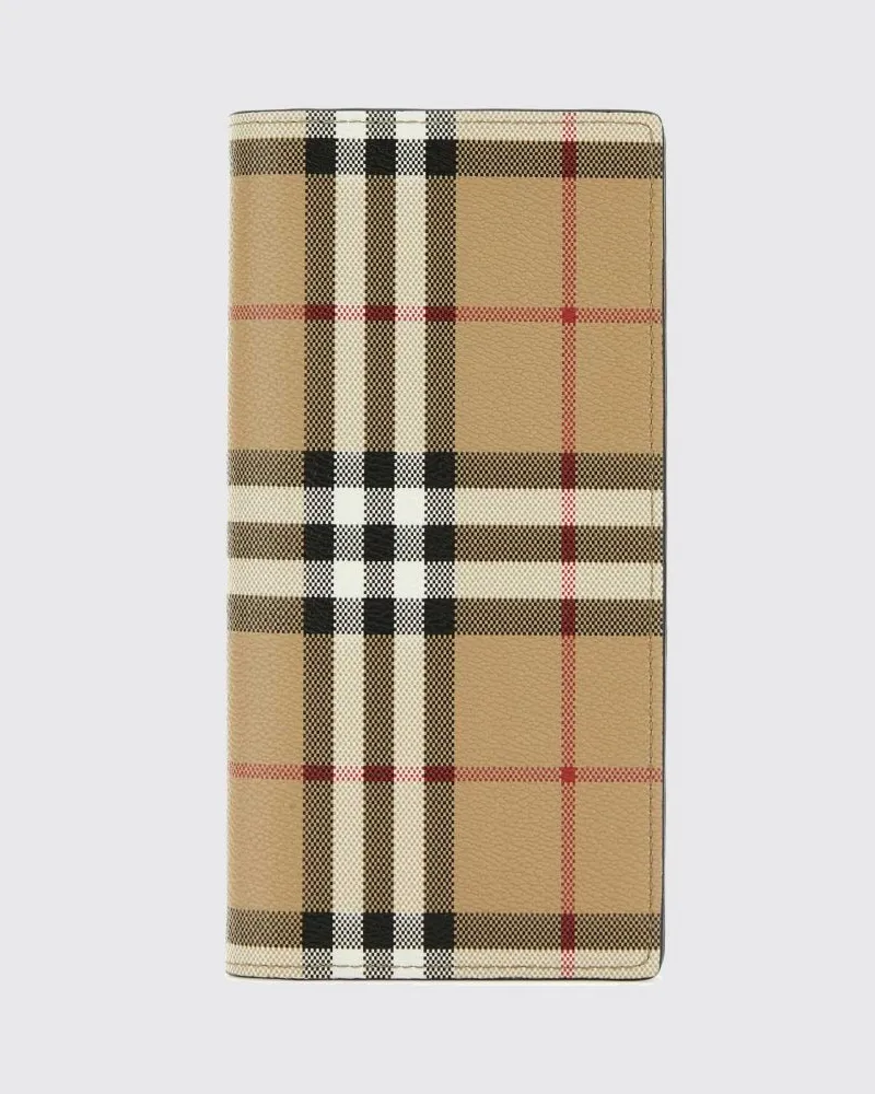 Burberry Continental-Geldbörse von aus beschichteter Baumwolle mit Vintage Check Beige
