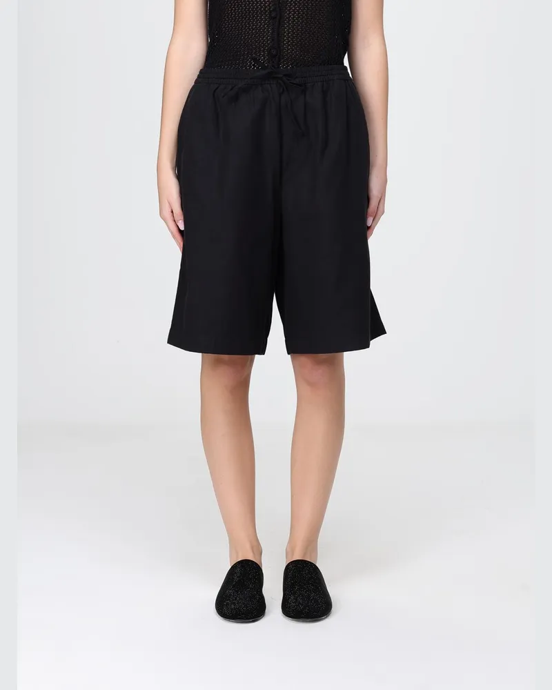 Dunst Bermuda-Shorts aus Tencel-Baumwoll-Mischung mit elastischem Kordelzugbund Schwarz