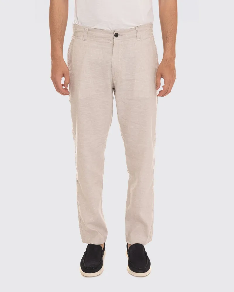 HUGO BOSS Hose mit geradem Bein aus Leinenmischung mit Kordelzug und elastischem Bund Grau