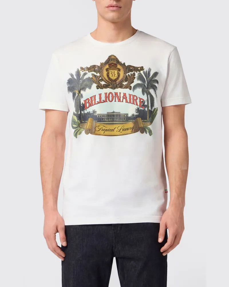 Billionaire Baumwoll-T-Shirt mit Grafikdruck und Hexagon-Logo Weiß