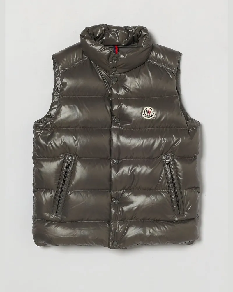 Moncler Gesteppte Daunenweste für Jungen aus Nylon mit Knöpfen Schwarz