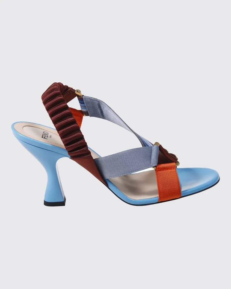 Fendi Colibrì Slingbacks mit hohem Absatz aus technischem Gewebe mit abstraktem Print Blau