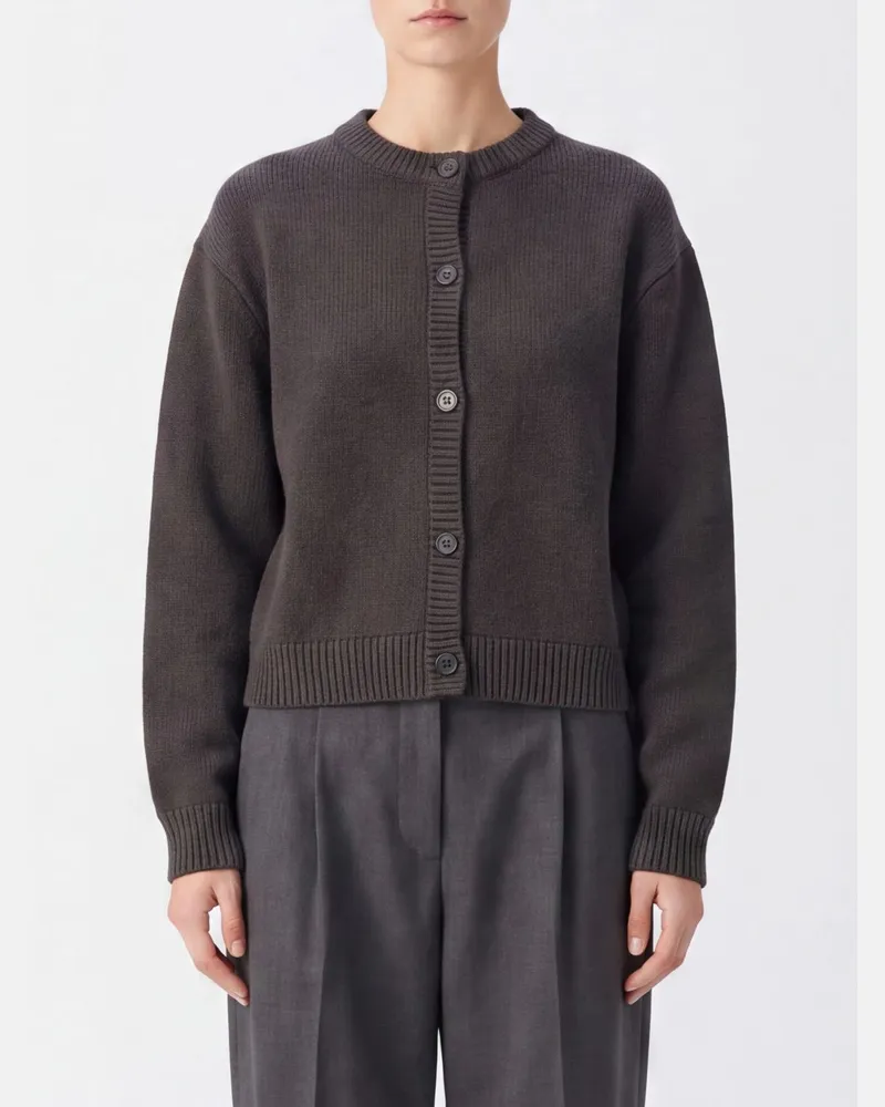 Lisa Yang Rundhals-Cardigan aus reinem Kaschmir mit Knopfverschluss Grau