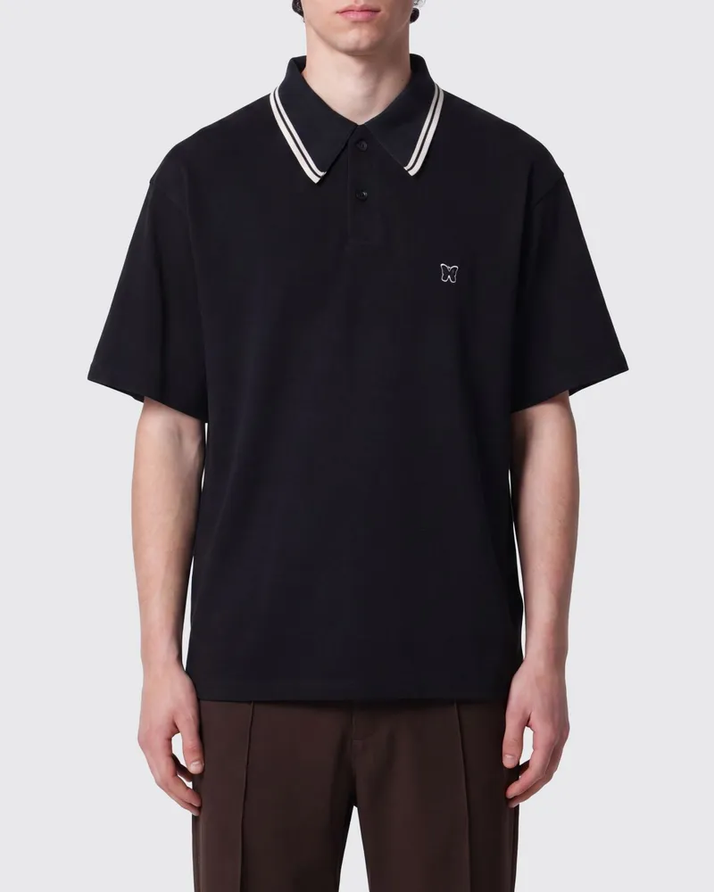 NEEDLES Relaxed-Fit Polohemd aus Baumwolle mit Logo-Patch Schwarz