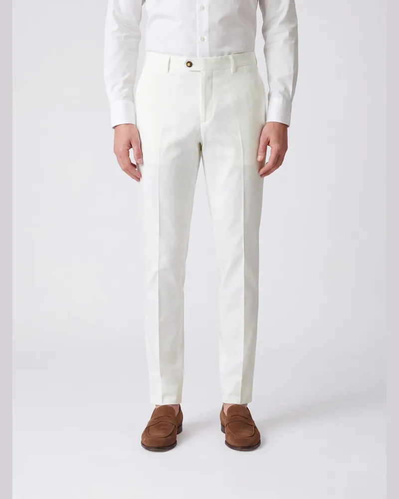 Brunello Cucinelli Maßgeschneiderte Slim-Fit-Baumwollhose Weiß