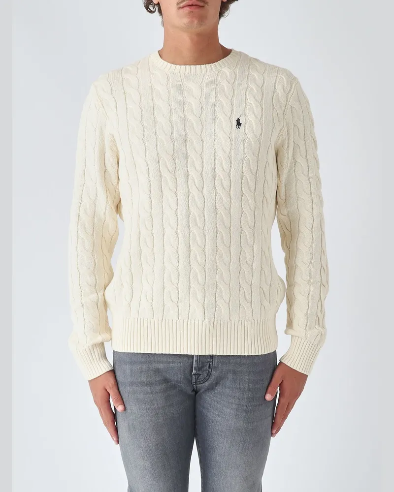 Ralph Lauren Baumwollpullover mit Rundhalsausschnitt und gesticktem Pony-Logo Yellow