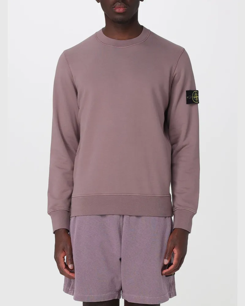 Stone Island Baumwoll-Rundhals-Sweatshirt mit Logo Violett