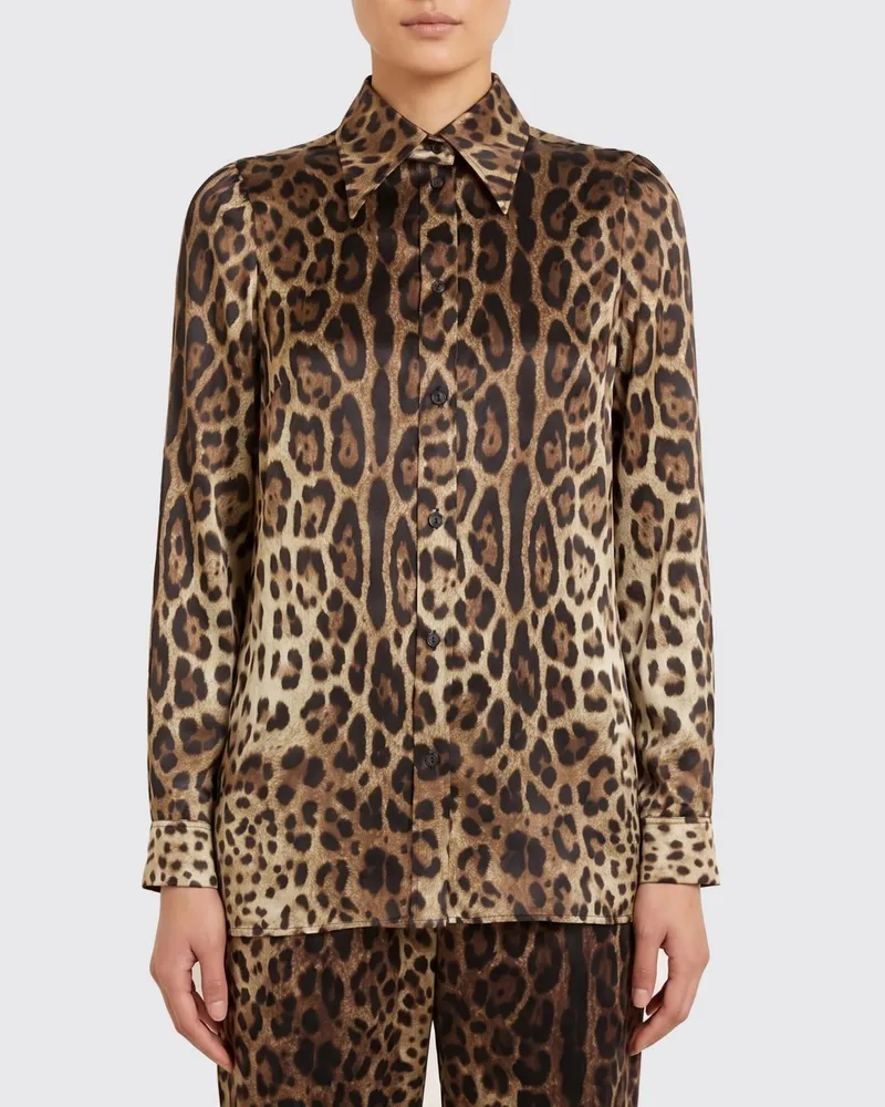 Dolce & Gabbana DOLCE  GABBANA Seidenhemd mit Animal-Print Dolce & Gabbana Bunt