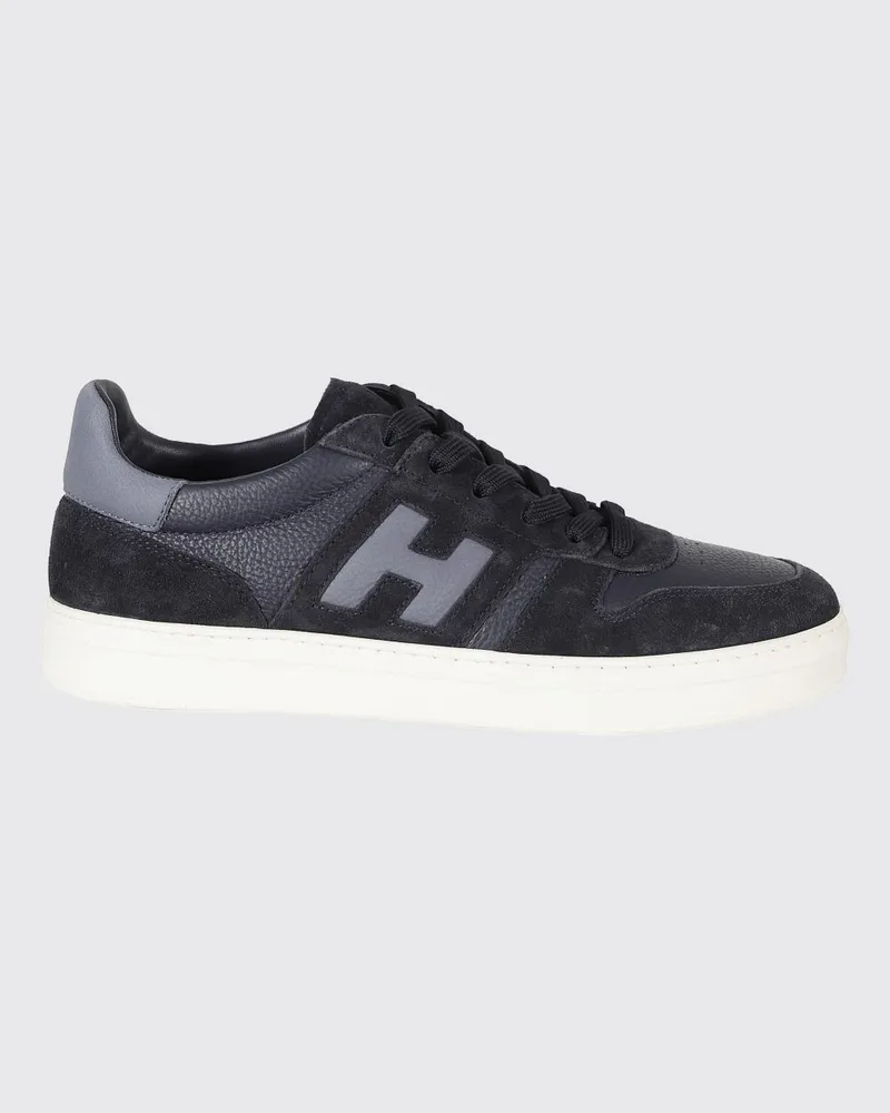 Hogan Zweifarbige H668 Sneakers aus gehämmertem und Velours-Kalbsleder Blau