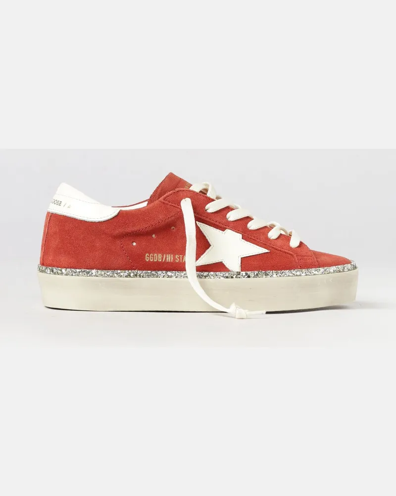 Golden Goose Hi Star Plateau-Sneakers aus Veloursleder mit Used-Finish Rostbraun