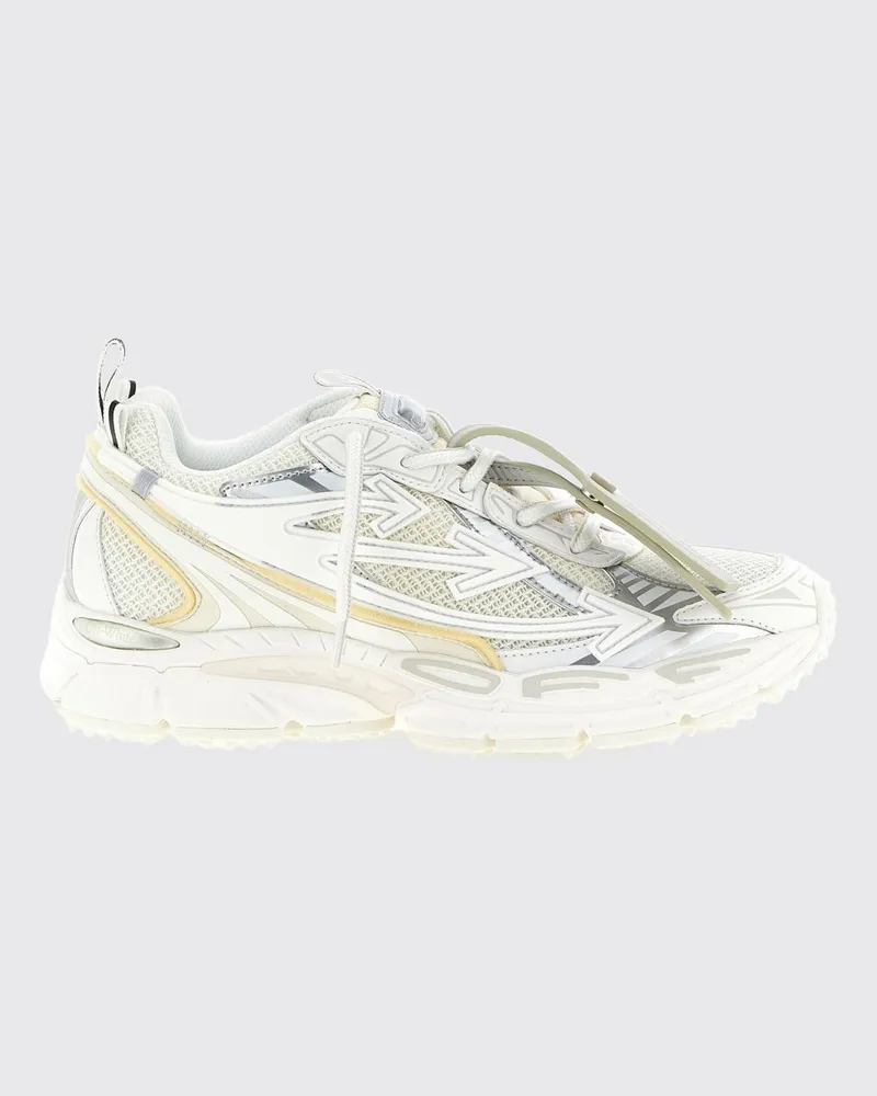 OFF-WHITE Be Right Back Low-Top-Sneakers aus Leder und Mesh mit gekerbter Sohle Weiß