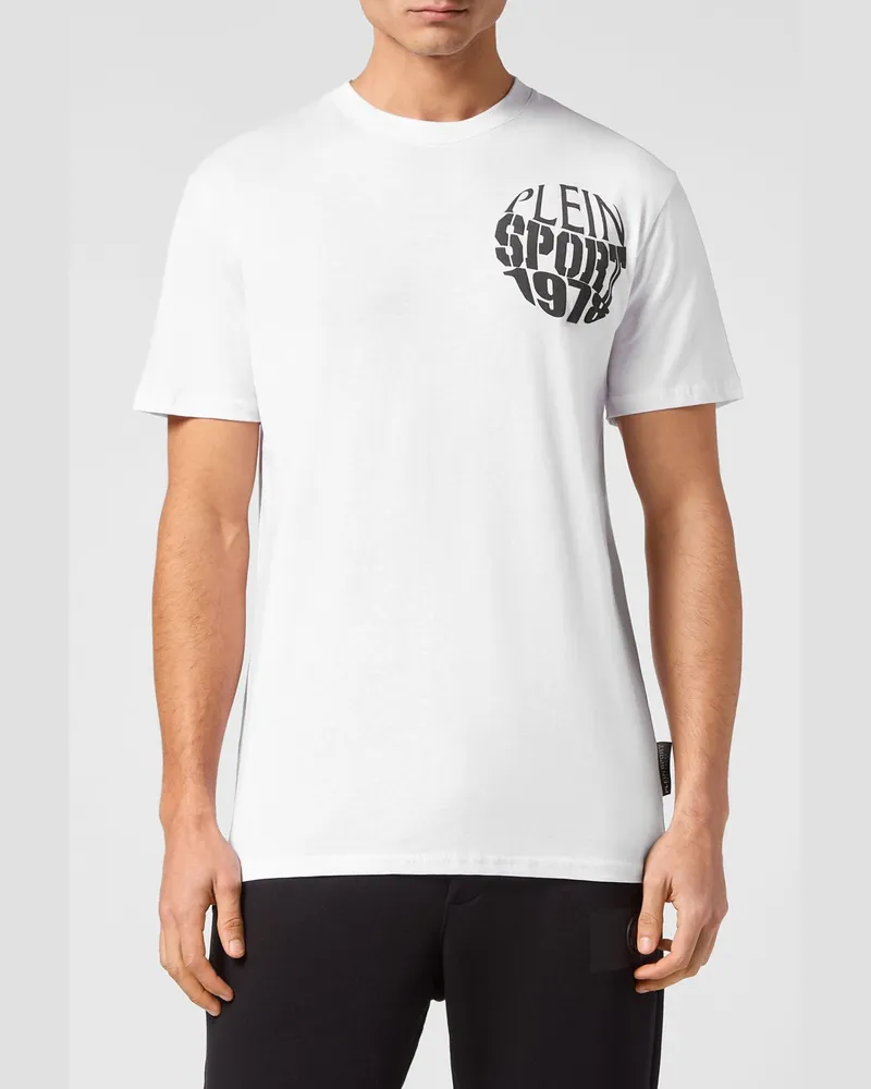 Philipp Plein Slim-Fit Baumwoll-T-Shirt von mit Logo-Print auf der Vorderseite Weiß