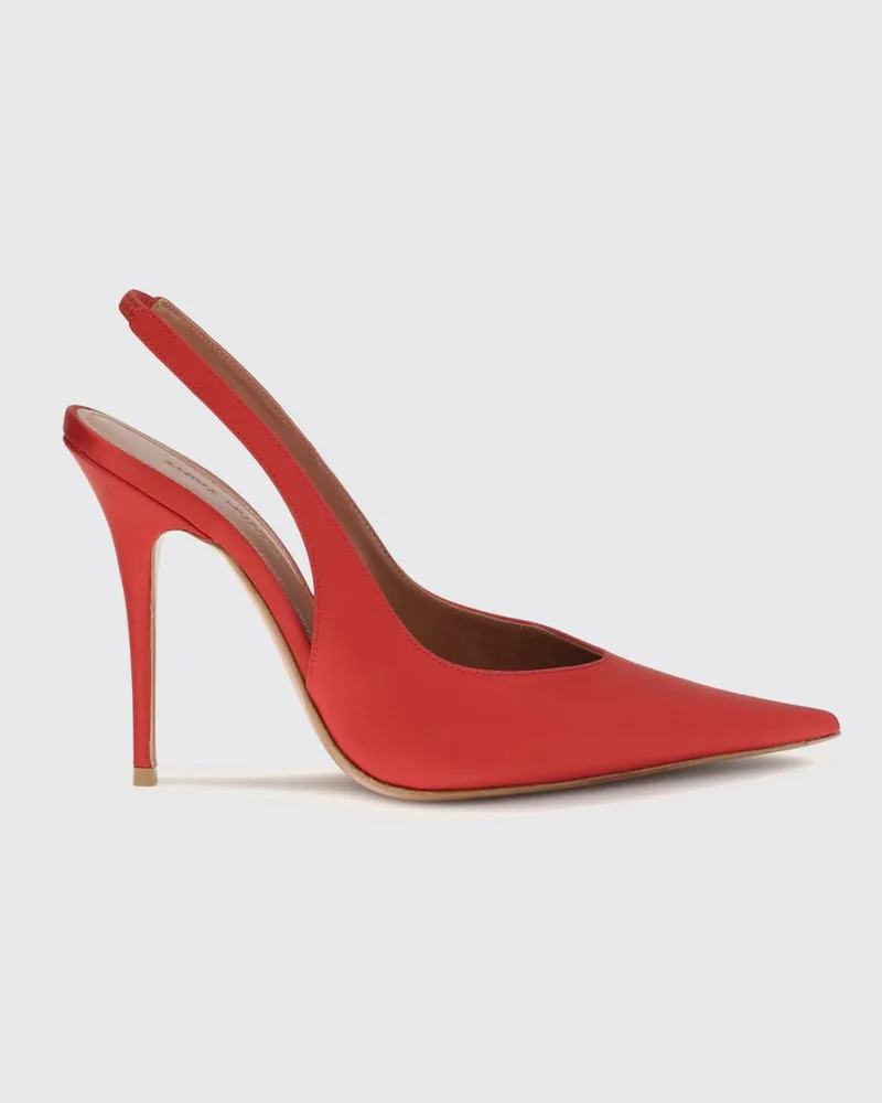 Amina Muaddi Anok Slingback-Pumps aus Seidensatin Rot