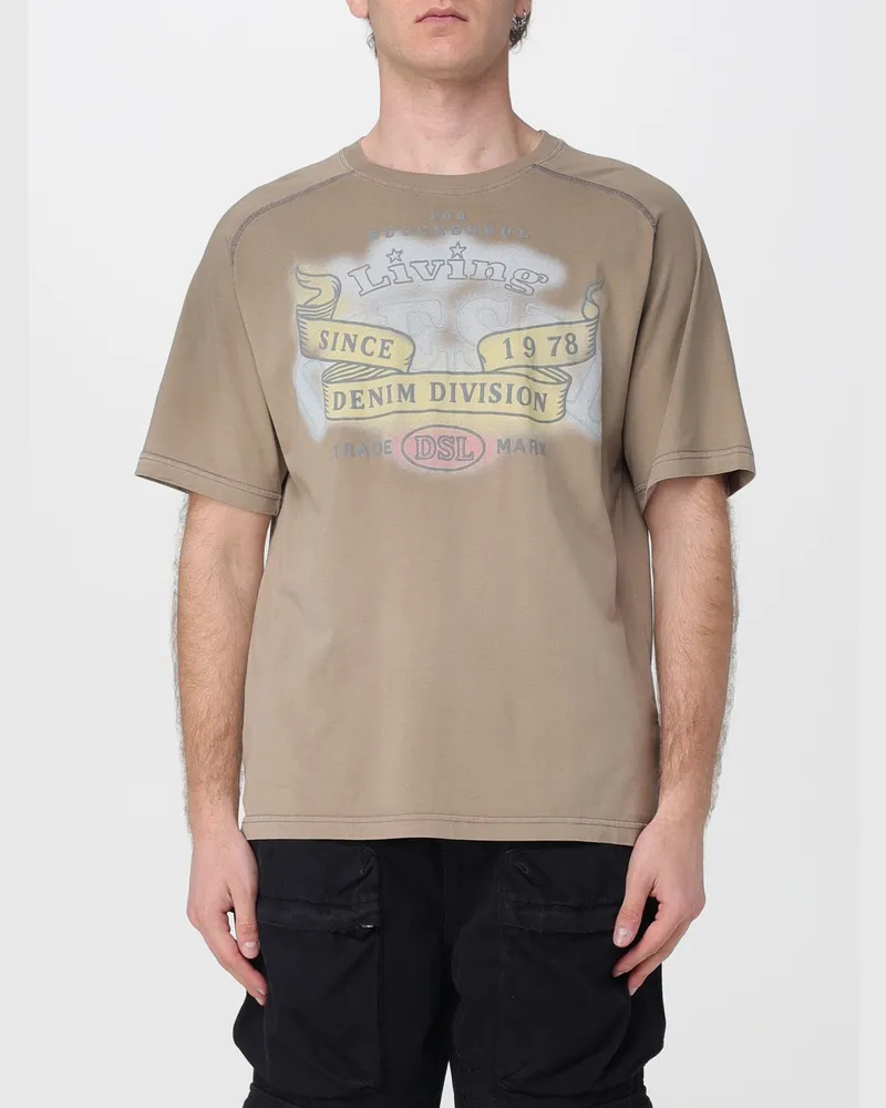 Diesel Bedrucktes Baumwoll-T-Shirt Grau