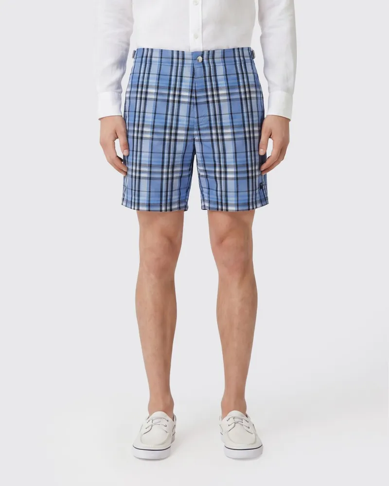 Burberry Kurze Badeshorts aus Nylon mit Check-Muster und Eingrifftaschen Bunt