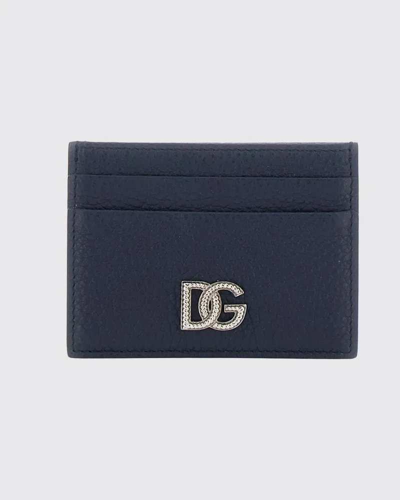 Dolce & Gabbana DOLCE  GABBANA Kartenetui Dolce & Gabbana aus genarbtem Leder mit Monogramm und DG-Logo Blau