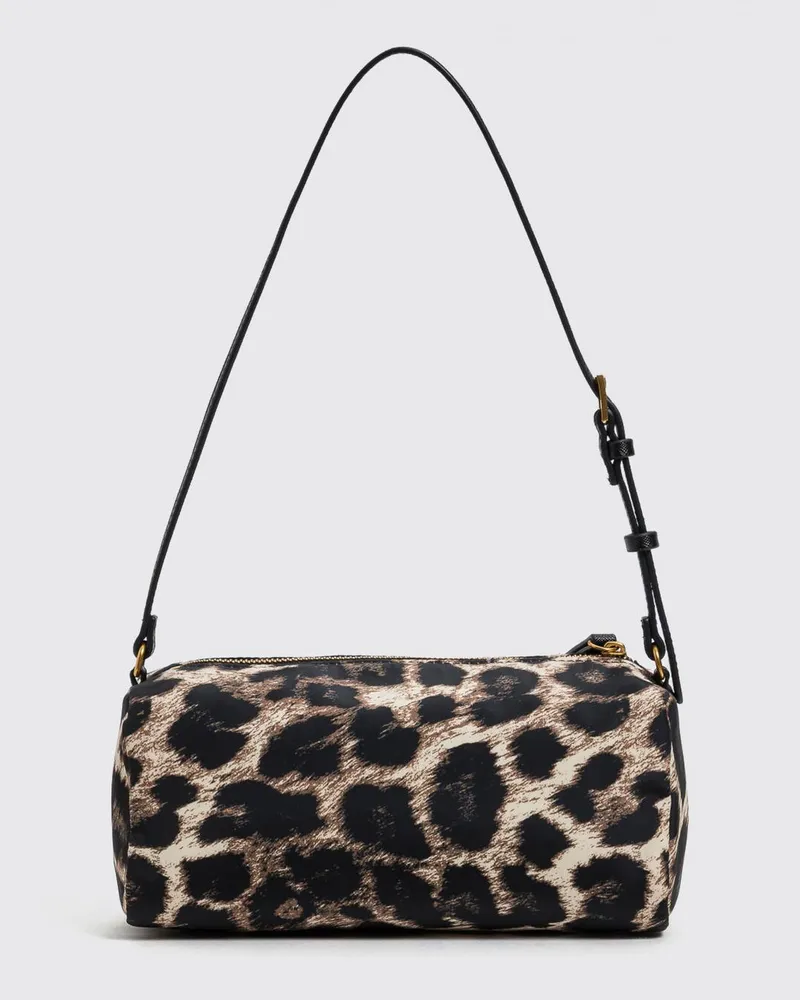 Twin-Set Mini-Schultertasche mit Animal-Print und metallischem Logo Bunt