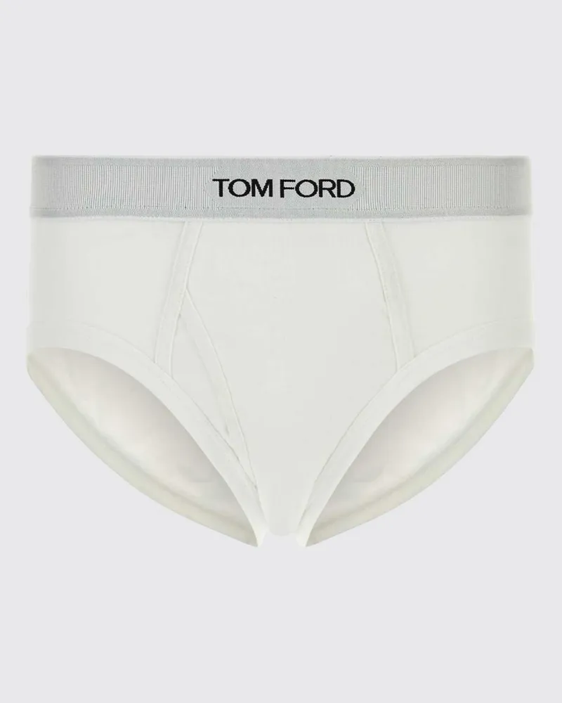 Tom Ford Baumwoll-Stretch-Slips mit Logo-Bund Weiß