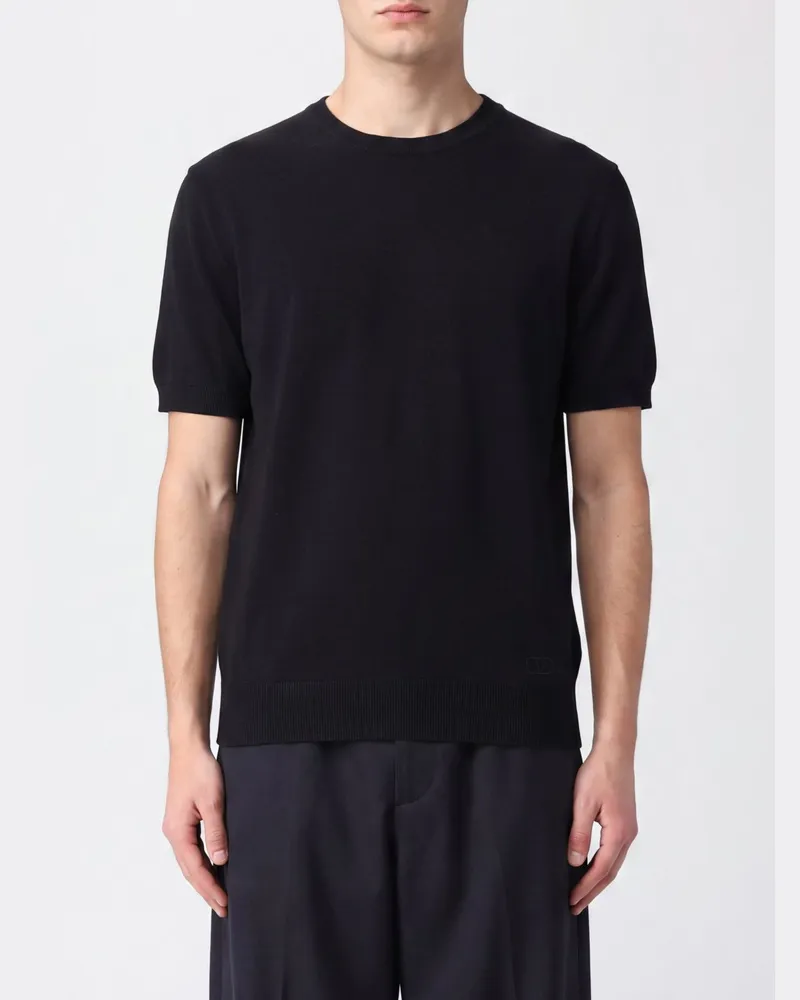 Valentino Garavani Pullover aus reiner Schurwolle mit Rundhalsausschnitt Schwarz