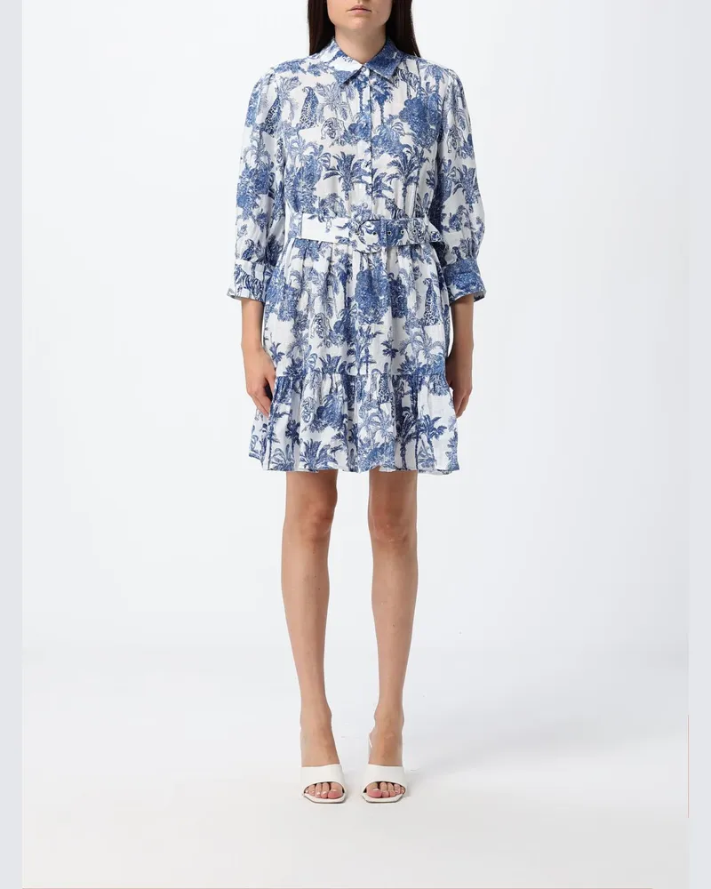 MC2 Saint Barth Minikleid aus Baumwolle mit tropischem Print Blau