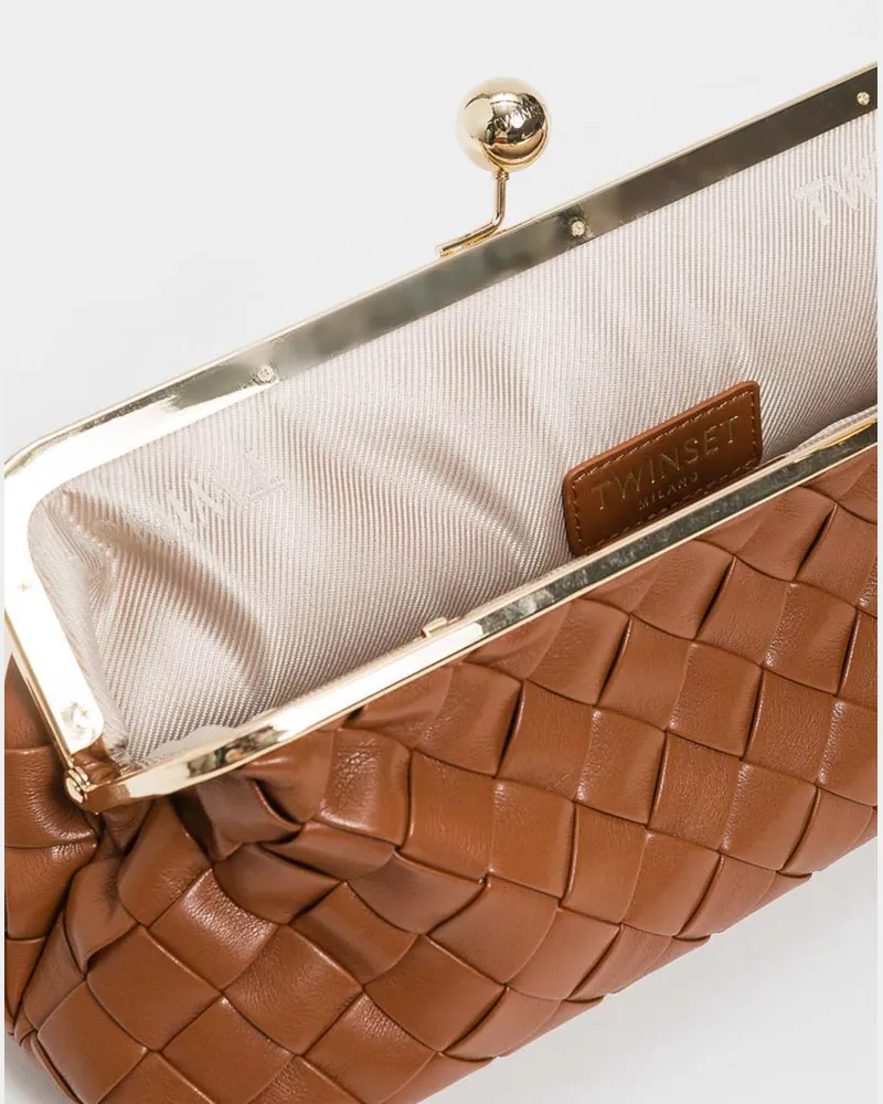 Twin-Set Geflochtene Kunstleder-Clutch Leder
