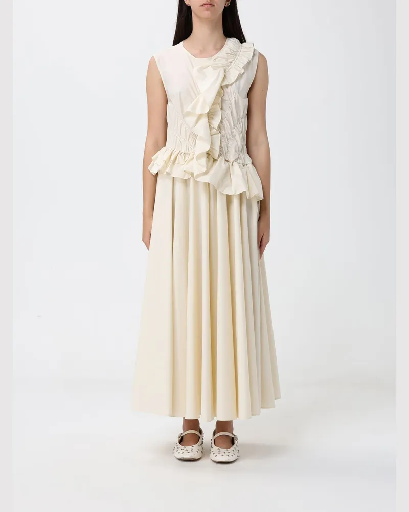 MEIMEIJ Midikleid aus Baumwolle mit Rüschen Gelb