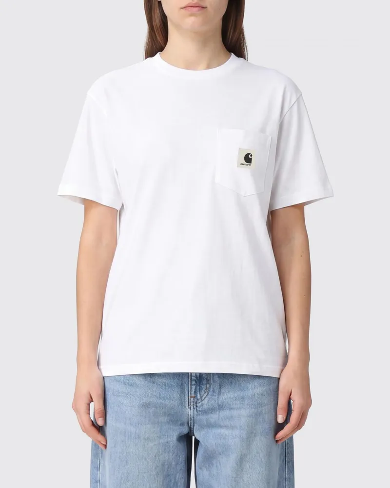 Carhartt WIP Baumwoll-T-Shirt mit aufgesetzter Tasche und überschnittenen Schultern Weiß