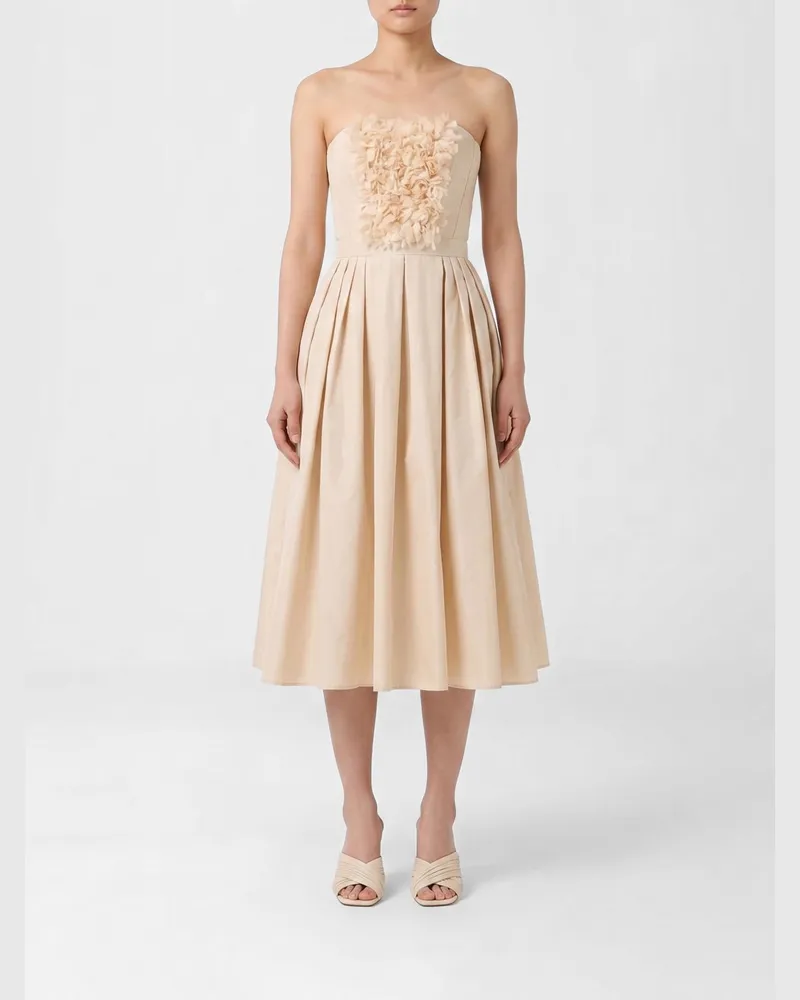 Elisabetta Franchi Midi-Taftkleid Beige