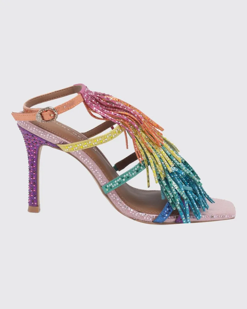 Kurt Geiger Sandalen mit eckiger Zehenpartie mit Fransen, Strass und Stiletto-Absatz Bunt