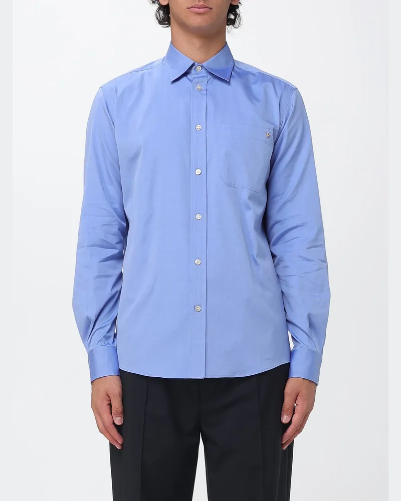 Valentino Garavani Slim-Fit-Hemd aus Baumwollpopeline mit französischem Kragen Blau