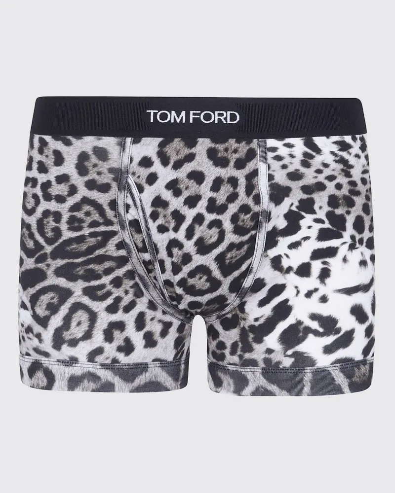 Tom Ford Boxershorts aus Stretch-Baumwolle mit Animal-Print und Jacquard-Logo-Bund Bunt