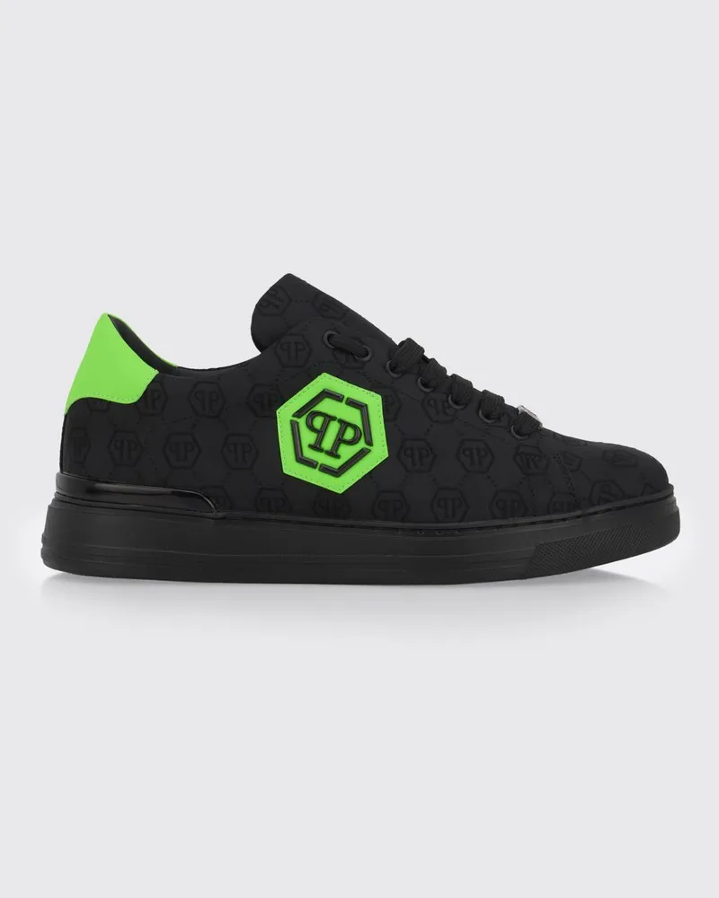 Philipp Plein Sneakers aus Stoff mit Hexagon-Jacquard Schwarz