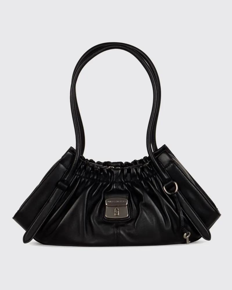 Marc Jacobs Lederschultertasche The Cristina mit doppeltem Henkel und Vorhängeschloss Schwarz