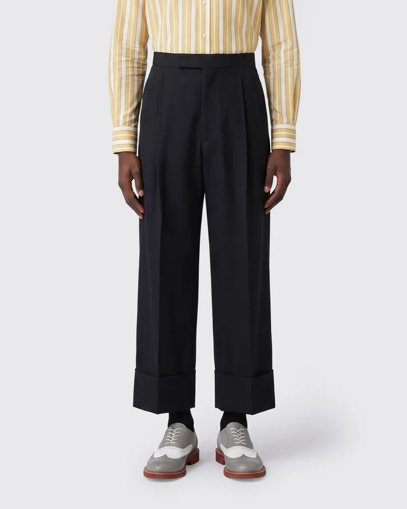 Thom Browne Maßgeschneiderte Hose aus Baumwollgabardine Navy