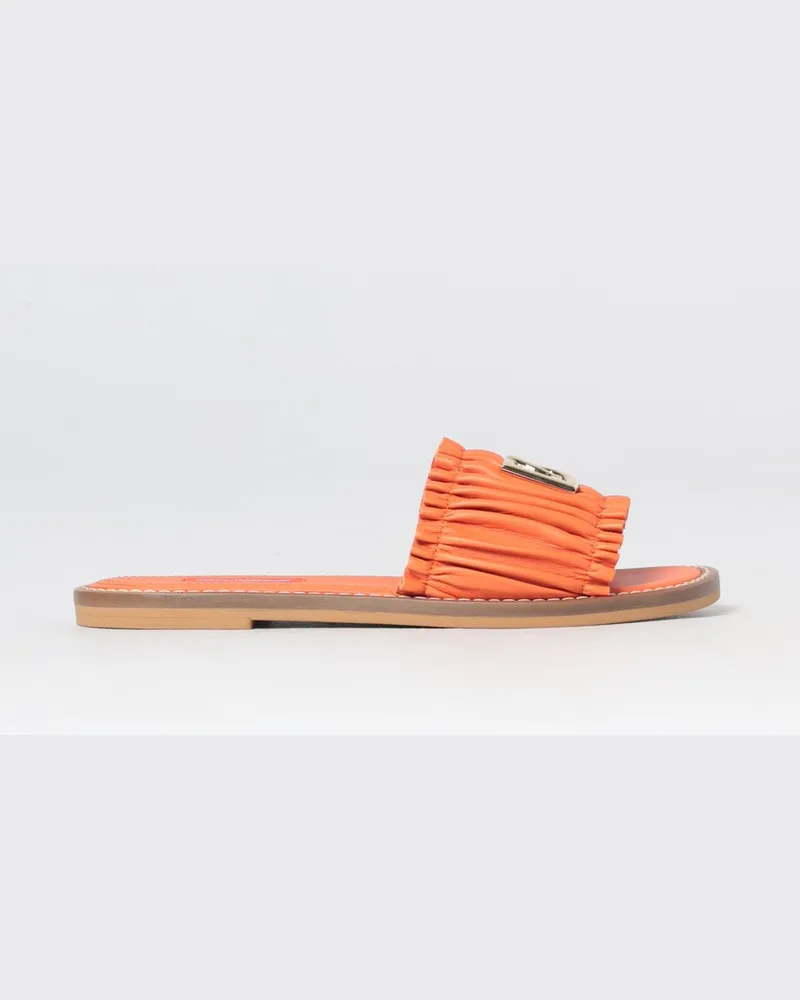 Dolce & Gabbana DOLCE  GABBANA Jungen-Slides DOLCE & GABBANA aus Nappaleder mit metallischem DG-Monogramm Orange