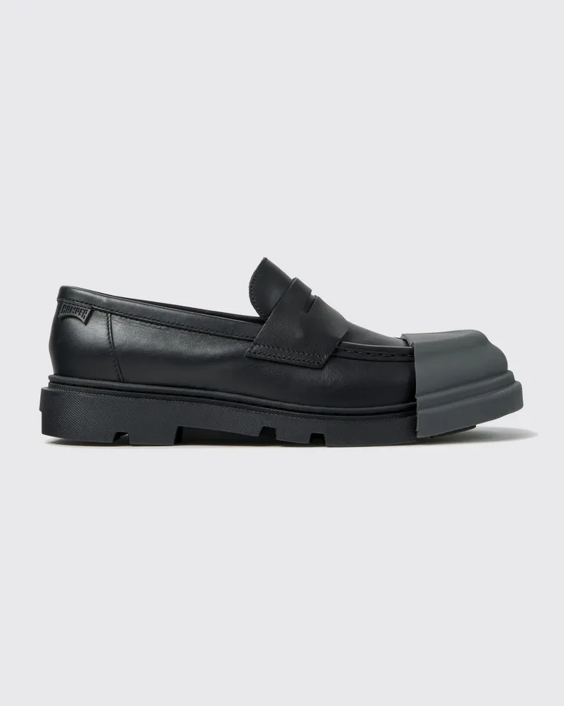 Camper Zweifarbige Junction Loafer aus Kalbsleder mit gezahnter Sohle Schwarz