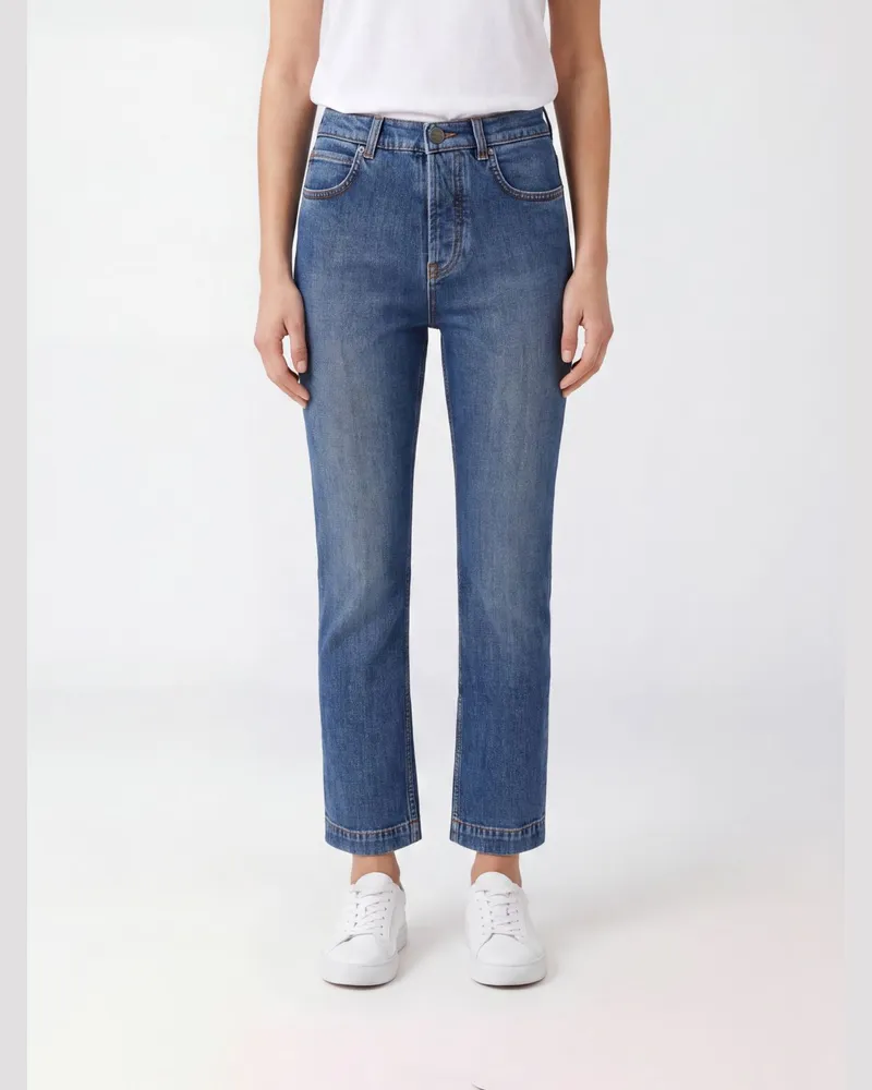 Pinko Mittelhohe Skinny-Jeans Sue aus Baumwolldenim mit Love-Birds-Logo Blau