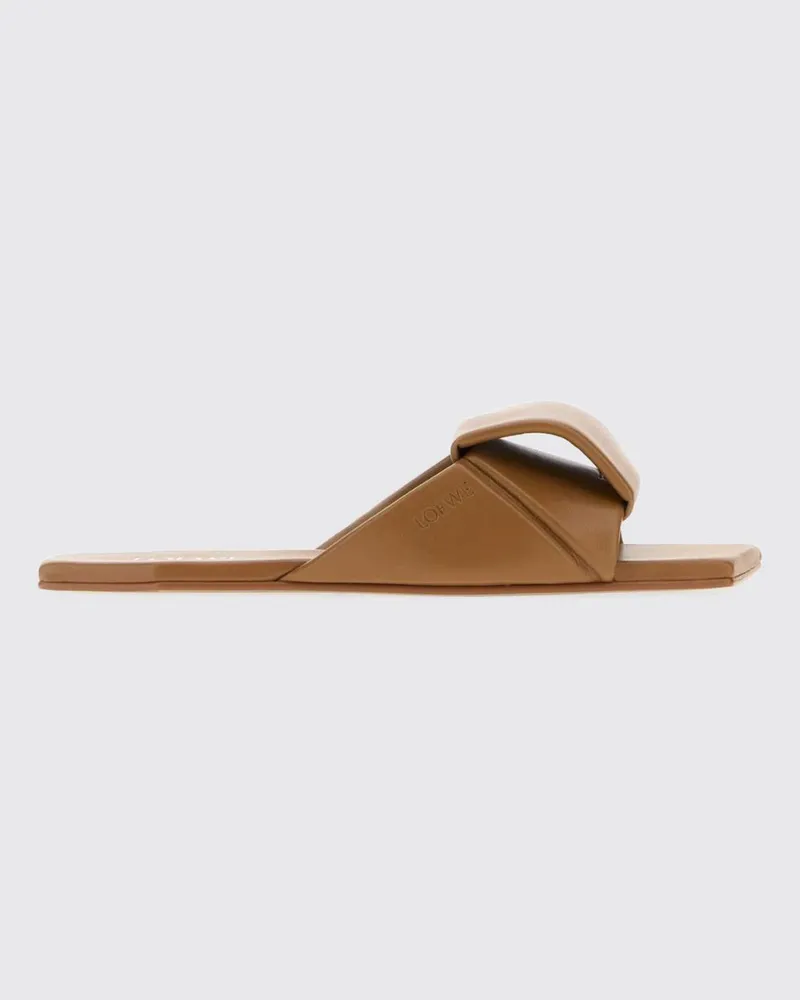 Loewe Origami Lammleder-Slides mit asymmetrischer, eckiger Spitze von Kaffee