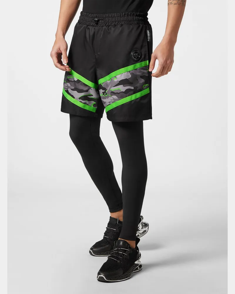 Philipp Plein Skinny-Jogginghose aus technischem Stretch-Gewebe mit Camouflage-Muster Schwarz