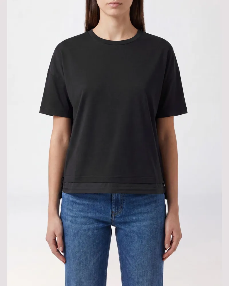Herno Kurzärmeliges Rundhals-T-Shirt aus Stretch-Baumwolljersey Schwarz