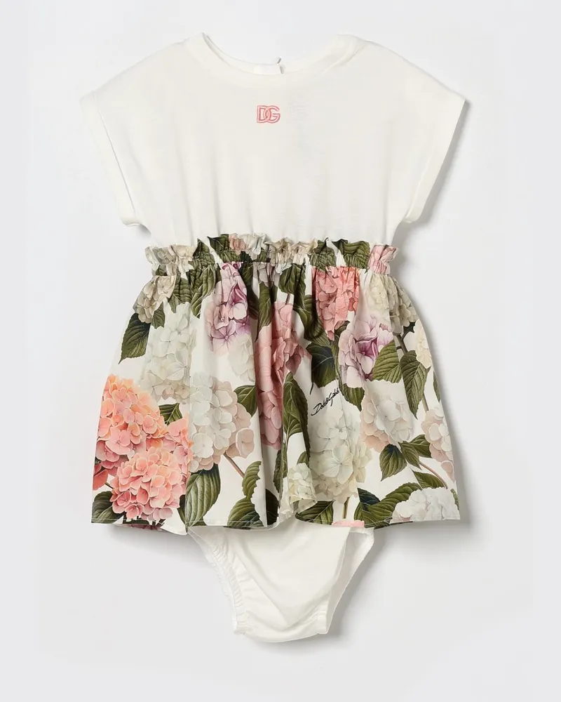 Dolce & Gabbana DOLCE  GABBANA Baumwollkleid mit Blumenmuster Dolce & Gabbana Weiß