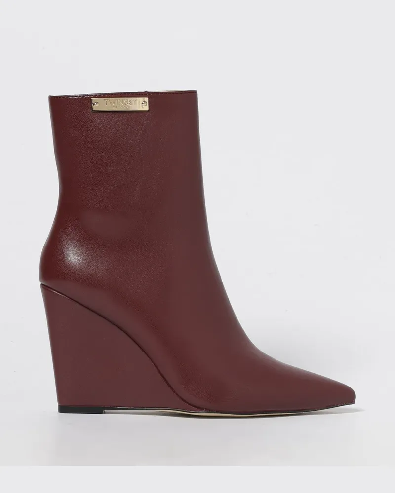 Twin-Set Flache stiefeletten damen Burgunderrot