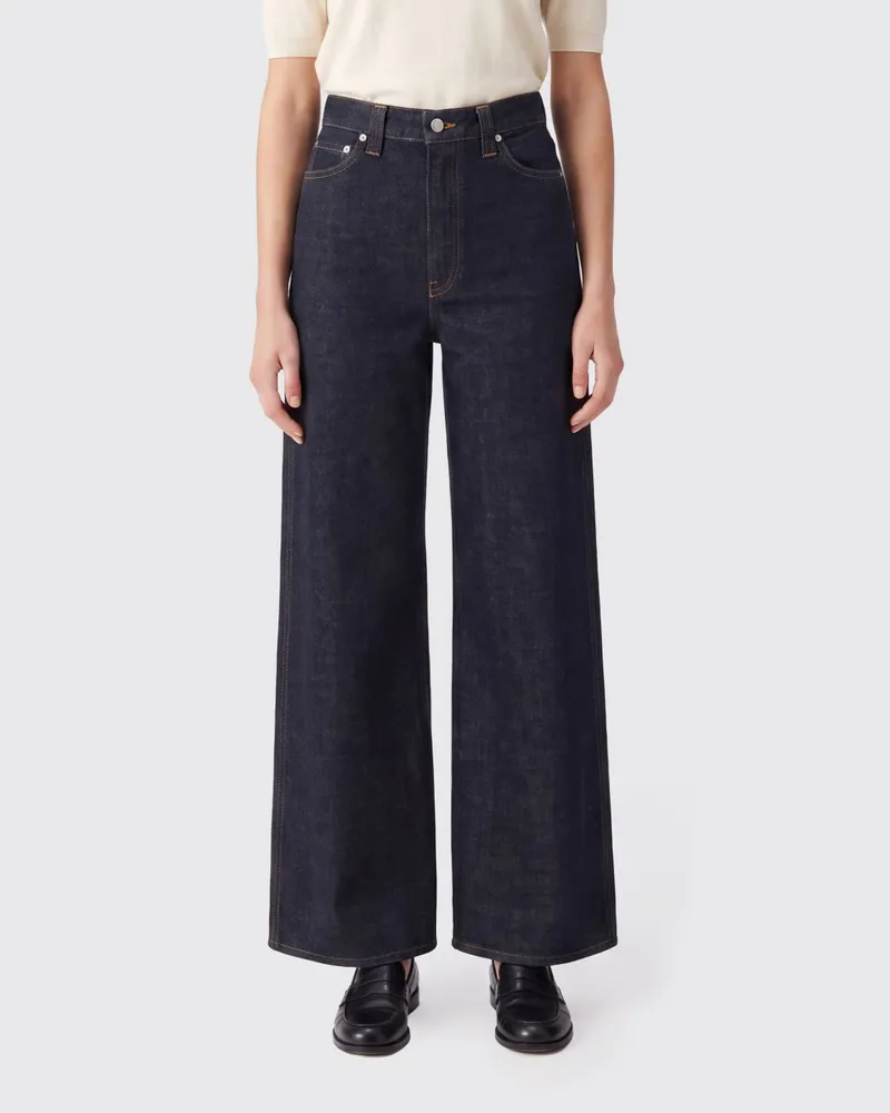 KHAITE Weit geschnittene Dane-Jeans von aus Baumwolldenim mit hohem Bund Navy