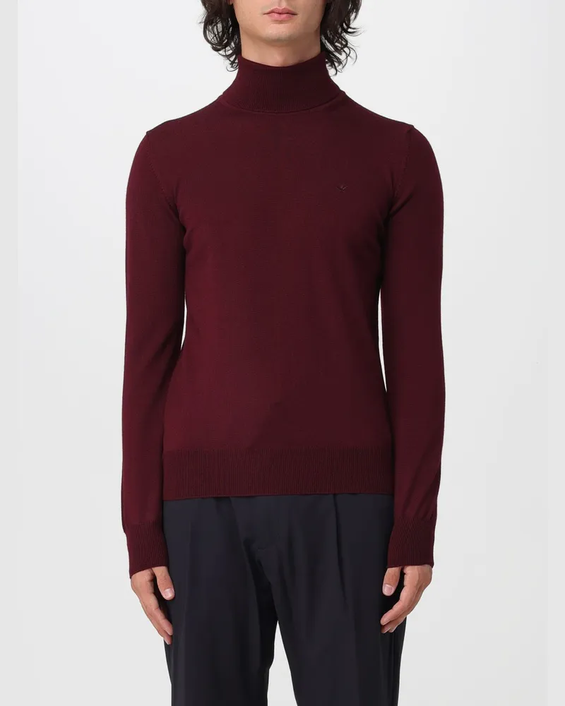 Brooksfield Basic Slim Fit Woll-Rollkragenpullover mit Rippbündchen Burgunderrot